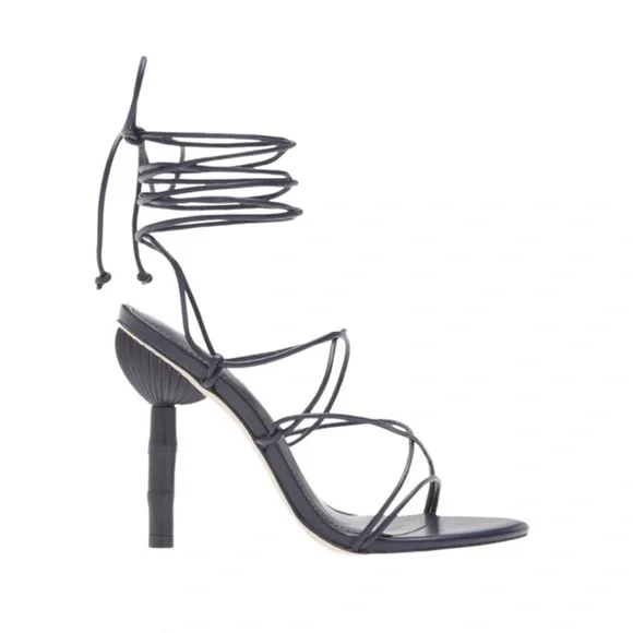 NEW Cult Gaia Soleil Lace Up Strappy Heel Sandals, Navy EU Size 42